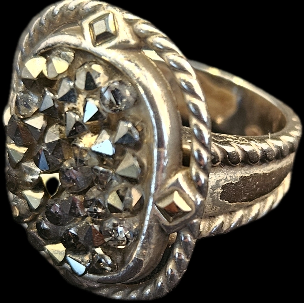 Brighton Ring with Marcasite, in Original Heart-Shaped Box, Size 7